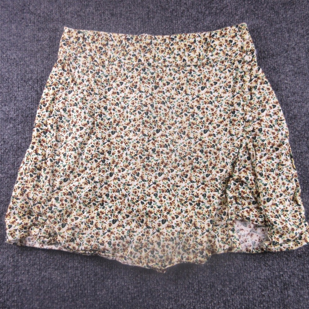 Zara Shorts‎ Womens Small Multicolor Floral Wrap Skort Button Lined 3.5" Inseam